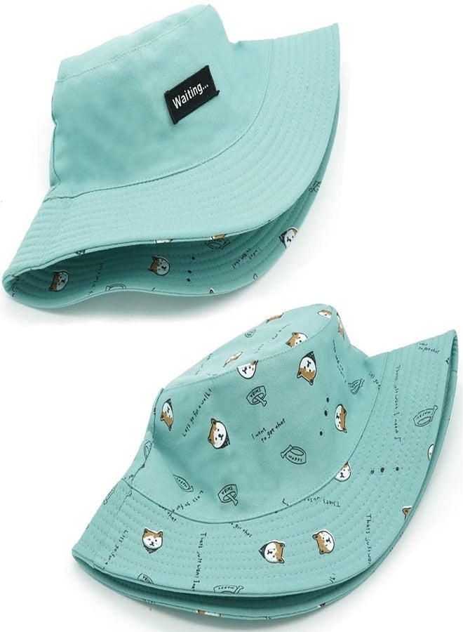 Taidor Bucket Hat Beach Hat Foldable Summer Travel Sun Hats Fisherman Cap Dog Green - Image 5